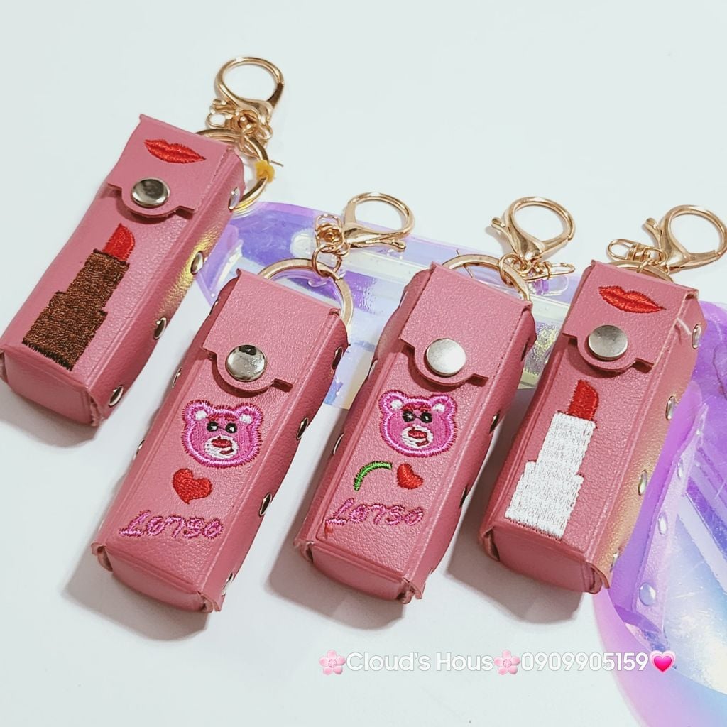 Bóp móc khóa da đựng son