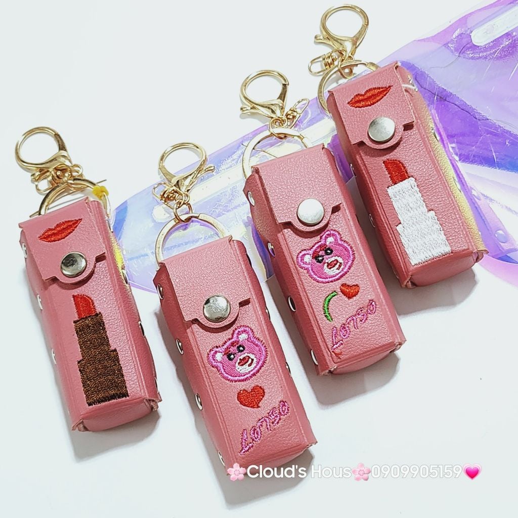 Bóp móc khóa da đựng son