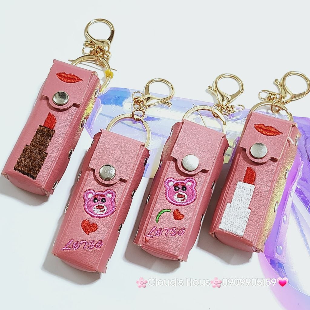 Bóp móc khóa da đựng son