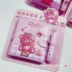 Set Sổ Mini Móc khóa Gấu Dâu Lotso Kèm Bút