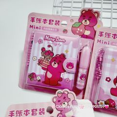 Set Sổ Mini Móc khóa Gấu Dâu Lotso Kèm Bút