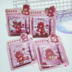 Set Sổ Mini Móc khóa Gấu Dâu Lotso Kèm Bút