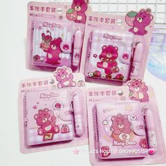 Set Sổ Mini Móc khóa Gấu Dâu Lotso Kèm Bút