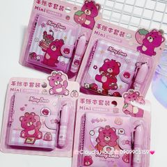Set Sổ Mini Móc khóa Gấu Dâu Lotso Kèm Bút