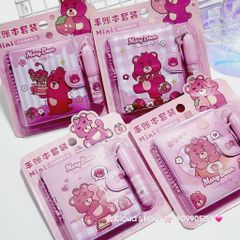 Set Sổ Mini Móc khóa Gấu Dâu Lotso Kèm Bút