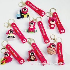 Móc khóa Gấu dâu Lotso đồ ăn & cầm gậy Strawberry