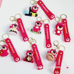 Móc khóa Gấu dâu Lotso đồ ăn & cầm gậy Strawberry