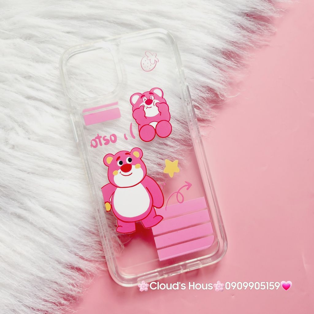 Case Ốp điện thoại iPhone Lotso Gấu dâu mẫu lẻ trong nút nổi iPhone 13Pro/14Plus