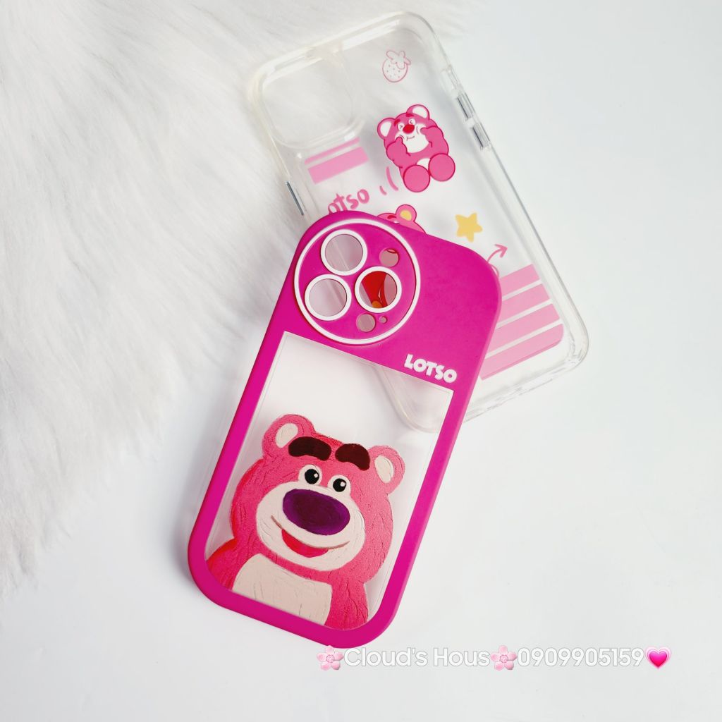 Case Ốp điện thoại iPhone Lotso Gấu dâu mẫu lẻ trong nút nổi iPhone 13Pro/14Plus