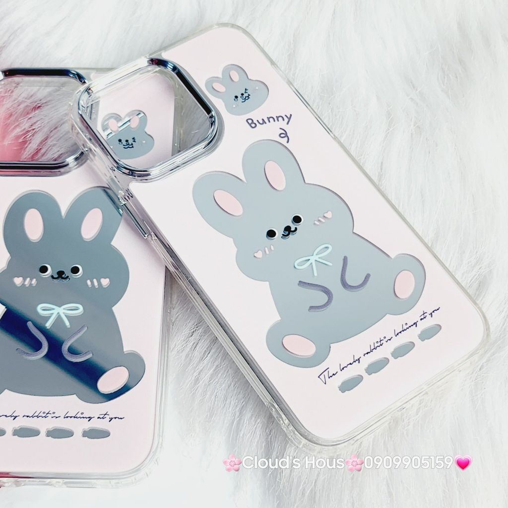 Case Ốp điện thoại iPhone Gương Thỏ Bunny Nút nổi iPhone 14Promax