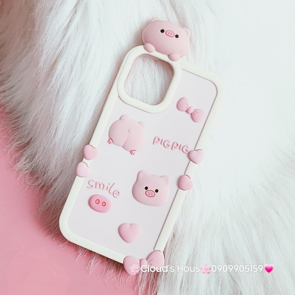 Case Ốp điện thoại iPhone Su dẻo Heo hồng Smile Nổi iPhone 12Pro