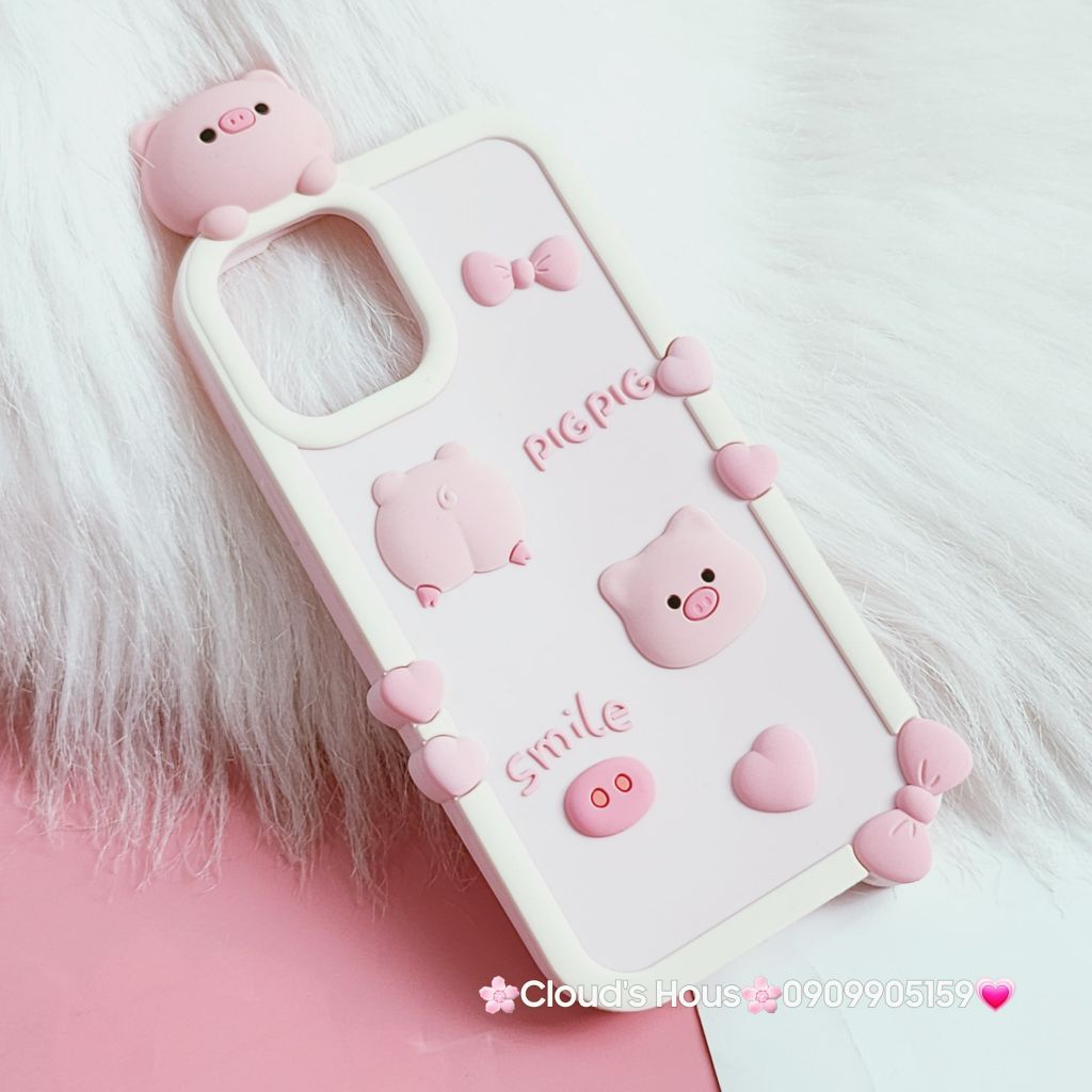 Case Ốp điện thoại iPhone Su dẻo Heo hồng Smile Nổi iPhone 12Pro