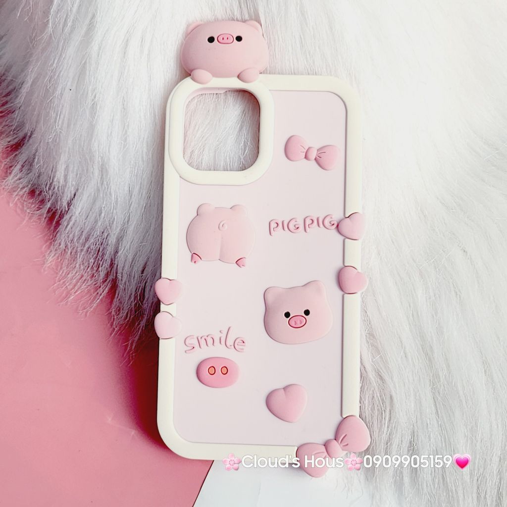 Case Ốp điện thoại iPhone Su dẻo Heo hồng Smile Nổi iPhone 12Pro