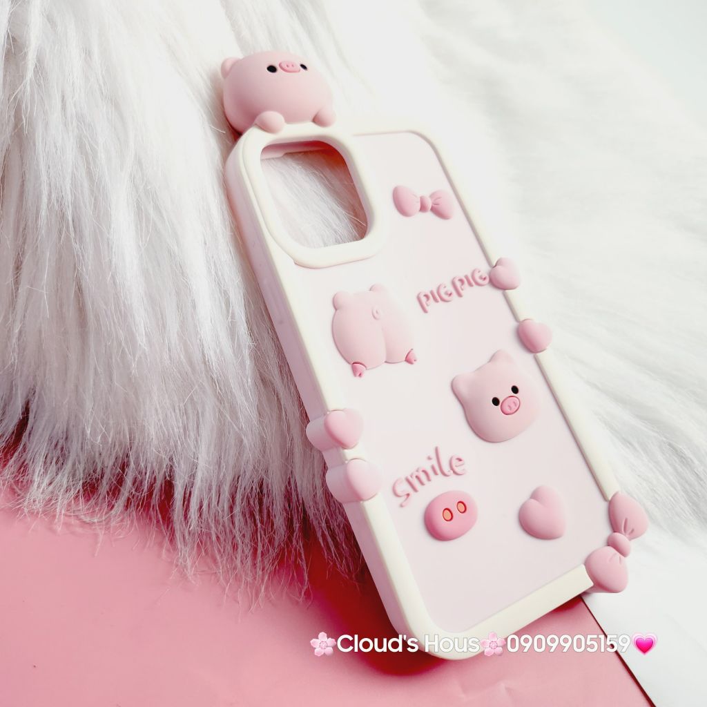 Case Ốp điện thoại iPhone Su dẻo Heo hồng Smile Nổi iPhone 12Pro