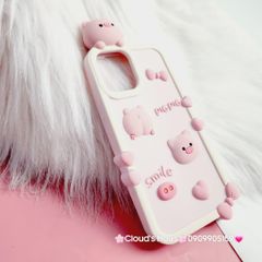 Case Ốp điện thoại iPhone Su dẻo Heo hồng Smile Nổi iPhone 12Pro
