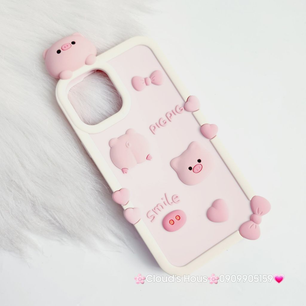 Case Ốp điện thoại iPhone Su dẻo Heo hồng Smile Nổi iPhone 12Pro