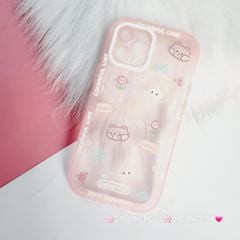 Case Ốp điện thoại iPhone Thỏ Tim Colorful Trong viền phao chống shock iPhone 11/12/13/Pro/Promax