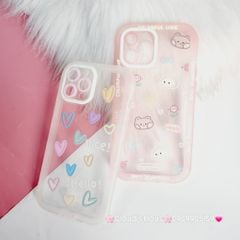 Case Ốp điện thoại iPhone Thỏ Tim Colorful Trong viền phao chống shock iPhone 11/12/13/Pro/Promax