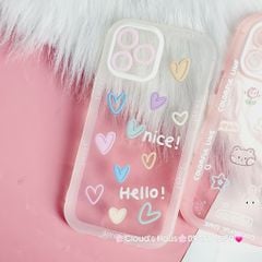 Case Ốp điện thoại iPhone Thỏ Tim Colorful Trong viền phao chống shock iPhone 11/12/13/Pro/Promax