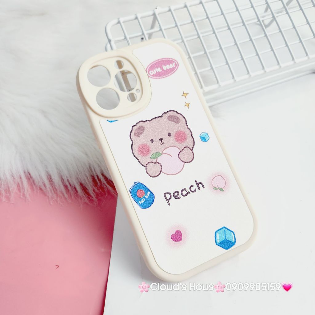 Case Ốp điện thoại iPhone Nhám da kute phôi tròn mẫu lẻ iPhone 11/12/13/Pro/Promax