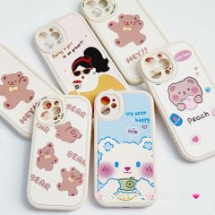 Case Ốp điện thoại iPhone Nhám da kute phôi tròn mẫu lẻ iPhone 11/12/13/Pro/Promax