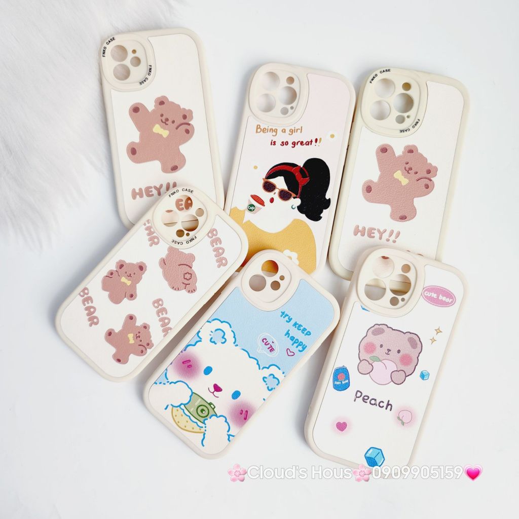Case Ốp điện thoại iPhone Nhám da kute phôi tròn mẫu lẻ iPhone 11/12/13/Pro/Promax