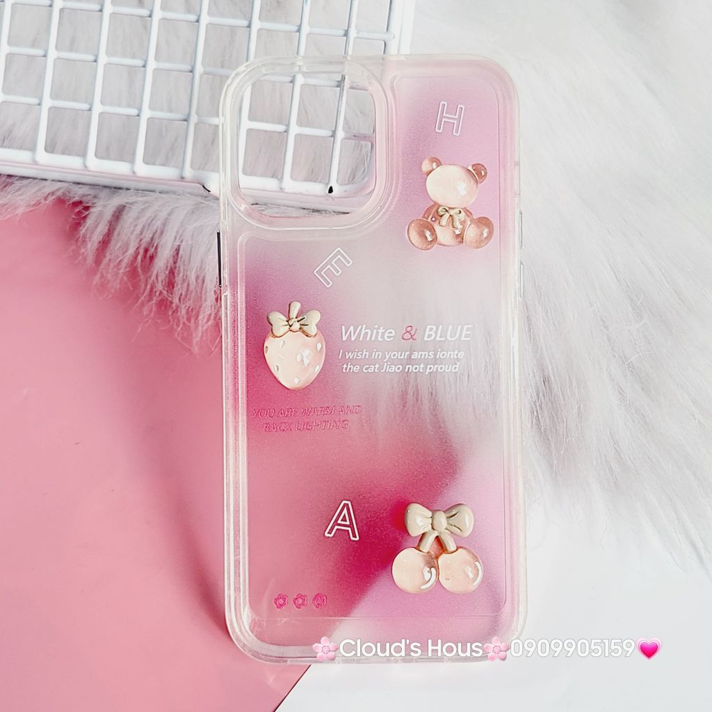 Case Ốp điện thoại iPhone Icon Nổi tone hồng Trong dẻo nút nổi iPhone 13Promax