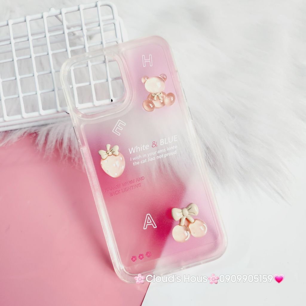 Case Ốp điện thoại iPhone Icon Nổi tone hồng Trong dẻo nút nổi iPhone 13Promax