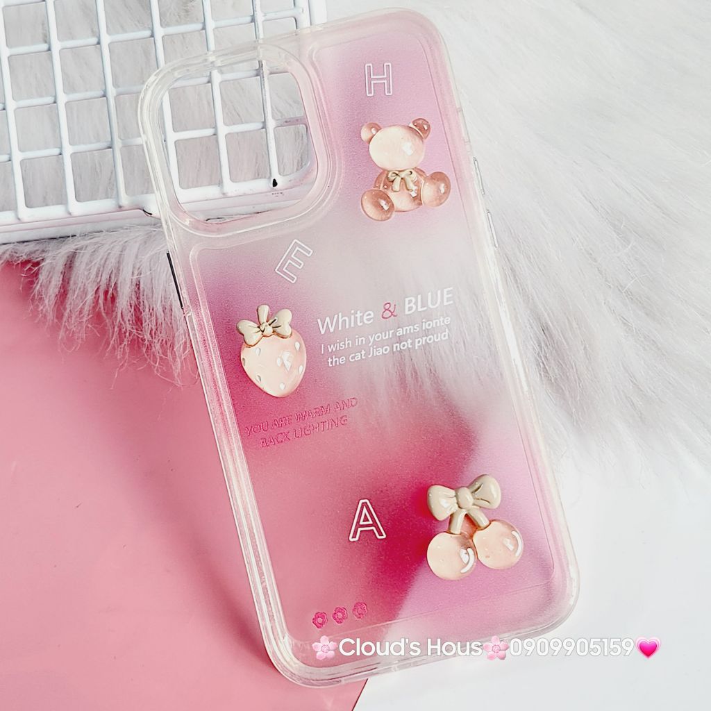 Case Ốp điện thoại iPhone Icon Nổi tone hồng Trong dẻo nút nổi iPhone 13Promax