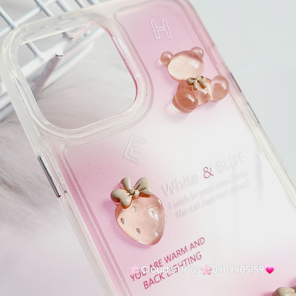 Case Ốp điện thoại iPhone Icon Nổi tone hồng Trong dẻo nút nổi iPhone 13Promax