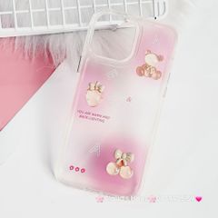 Case Ốp điện thoại iPhone Icon Nổi tone hồng Trong dẻo nút nổi iPhone 13Promax