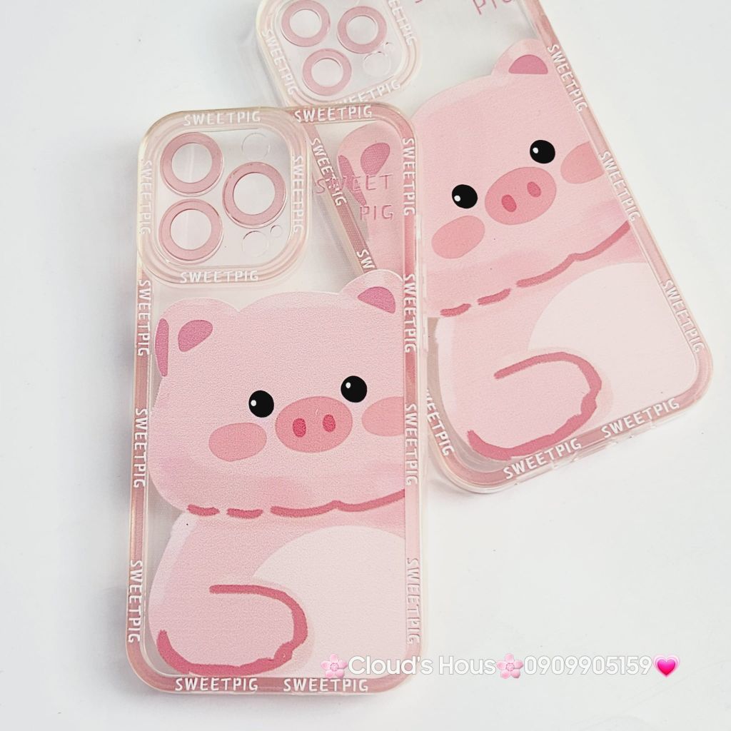 Case Ốp điện thoại iPhone Heo hồng trong dẻo iPhone 12Pro/13Pro