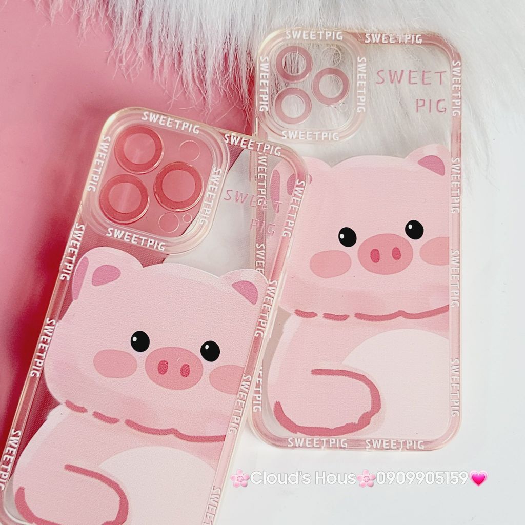 Case Ốp điện thoại iPhone Heo hồng trong dẻo iPhone 12Pro/13Pro