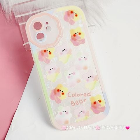 Case Ốp điện thoại iPhone Color Bear trong dẻo cam hoa iPhone 12