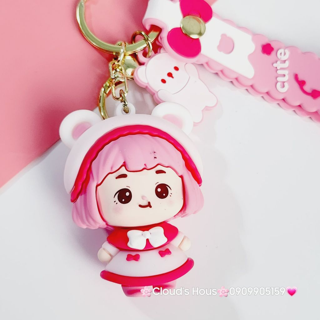 Móc Khoá Bé Gái Cute & Vịt Nâu Cooing Duck