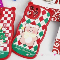 CASE IPHONE Merry Christmas Tai Gấu Viền Gợn Sóng Siêu Xinh - NOEL