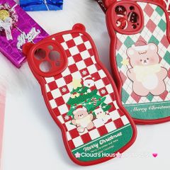 CASE IPHONE Merry Christmas Tai Gấu Viền Gợn Sóng Siêu Xinh - NOEL