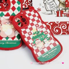 CASE IPHONE Merry Christmas Tai Gấu Viền Gợn Sóng Siêu Xinh - NOEL