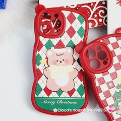 CASE IPHONE Merry Christmas Tai Gấu Viền Gợn Sóng Siêu Xinh - NOEL