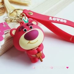 Móc khoá Lotso Gấu Dâu Mặt Bự Cầm Gậy Chính hãng Disney