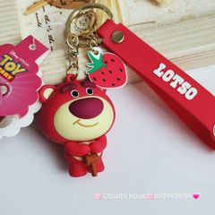 Móc khoá Lotso Gấu Dâu Mặt Bự Cầm Gậy Chính hãng Disney