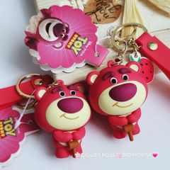 Móc khoá Lotso Gấu Dâu Mặt Bự Cầm Gậy Chính hãng Disney