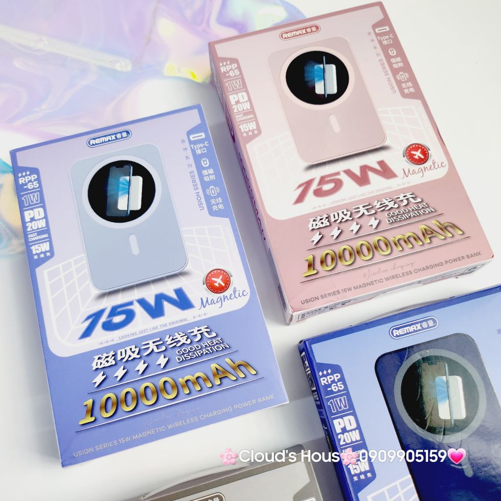 POWERBANK - SẠC DỰ PHÒNG REMAX RPP-65 MAGSAFE 20w 10000mah Hỗ Trợ Sạc Không Dây Dòng 15w Phù Hợp Cho Các Điện Thoại