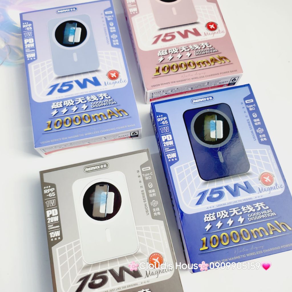 POWERBANK - SẠC DỰ PHÒNG REMAX RPP-65 MAGSAFE 20w 10000mah Hỗ Trợ Sạc Không Dây Dòng 15w Phù Hợp Cho Các Điện Thoại