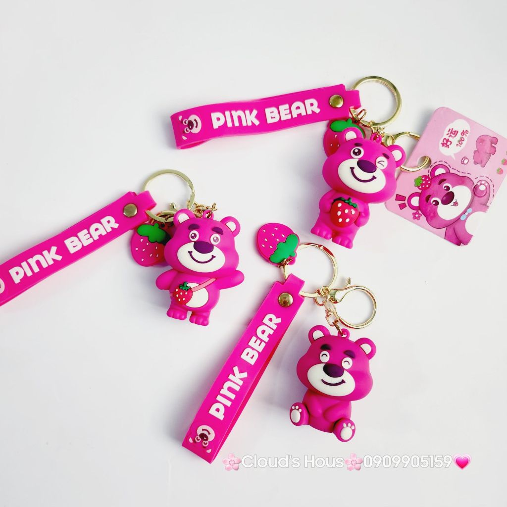 Móc Khóa Gấu Dâu Lotso Pink Bear