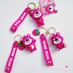 Móc Khóa Gấu Dâu Lotso Pink Bear