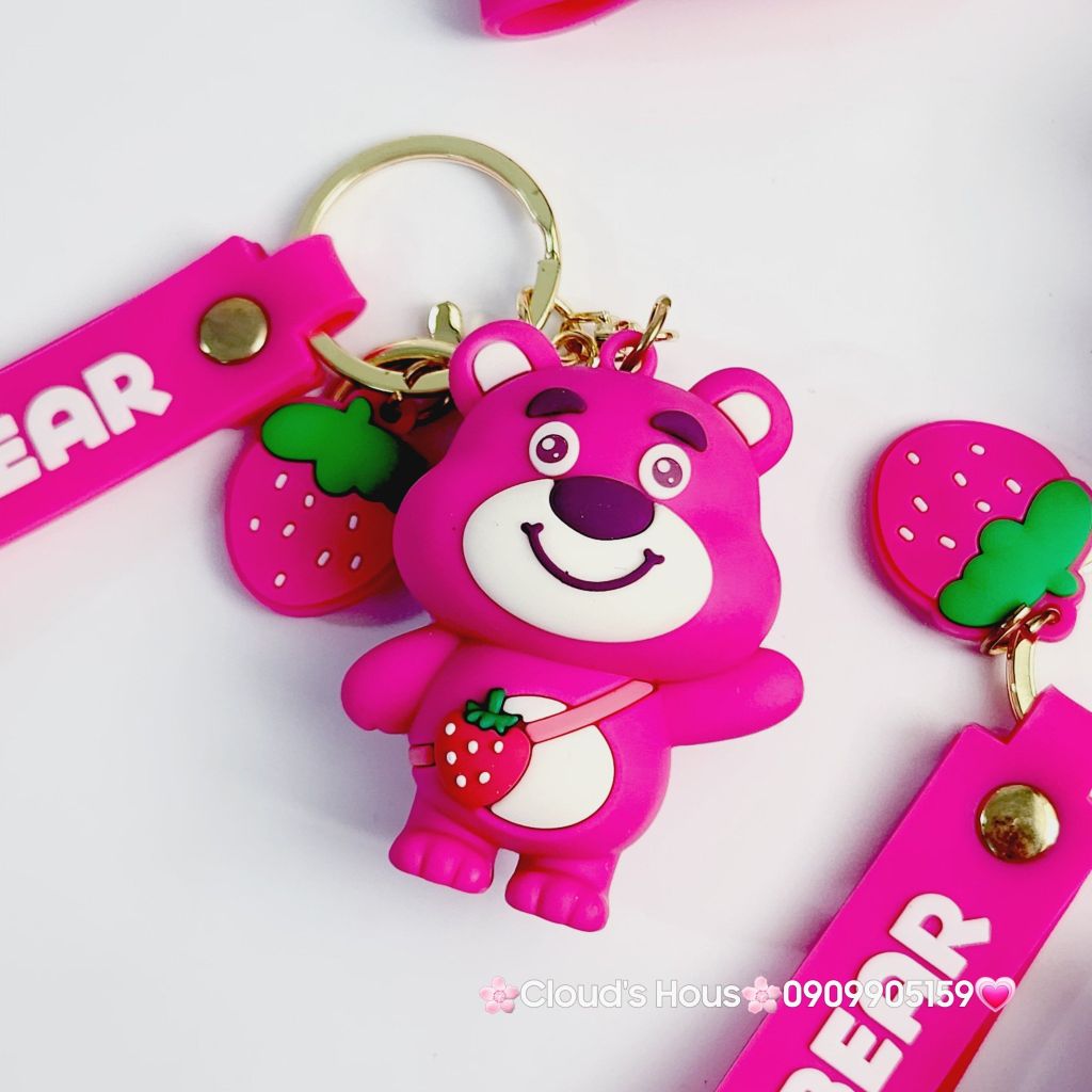 Móc Khóa Gấu Dâu Lotso Pink Bear