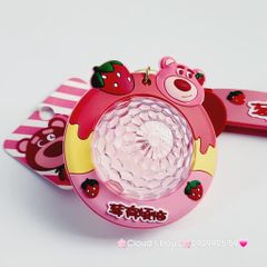 Móc Khóa Gấu Dâu Lotso Hình Cầu đĩa bay có đèn