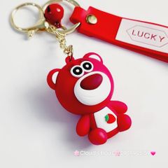 MÓC KHÓA GẤU Dâu LOTSO Mắt to tròn