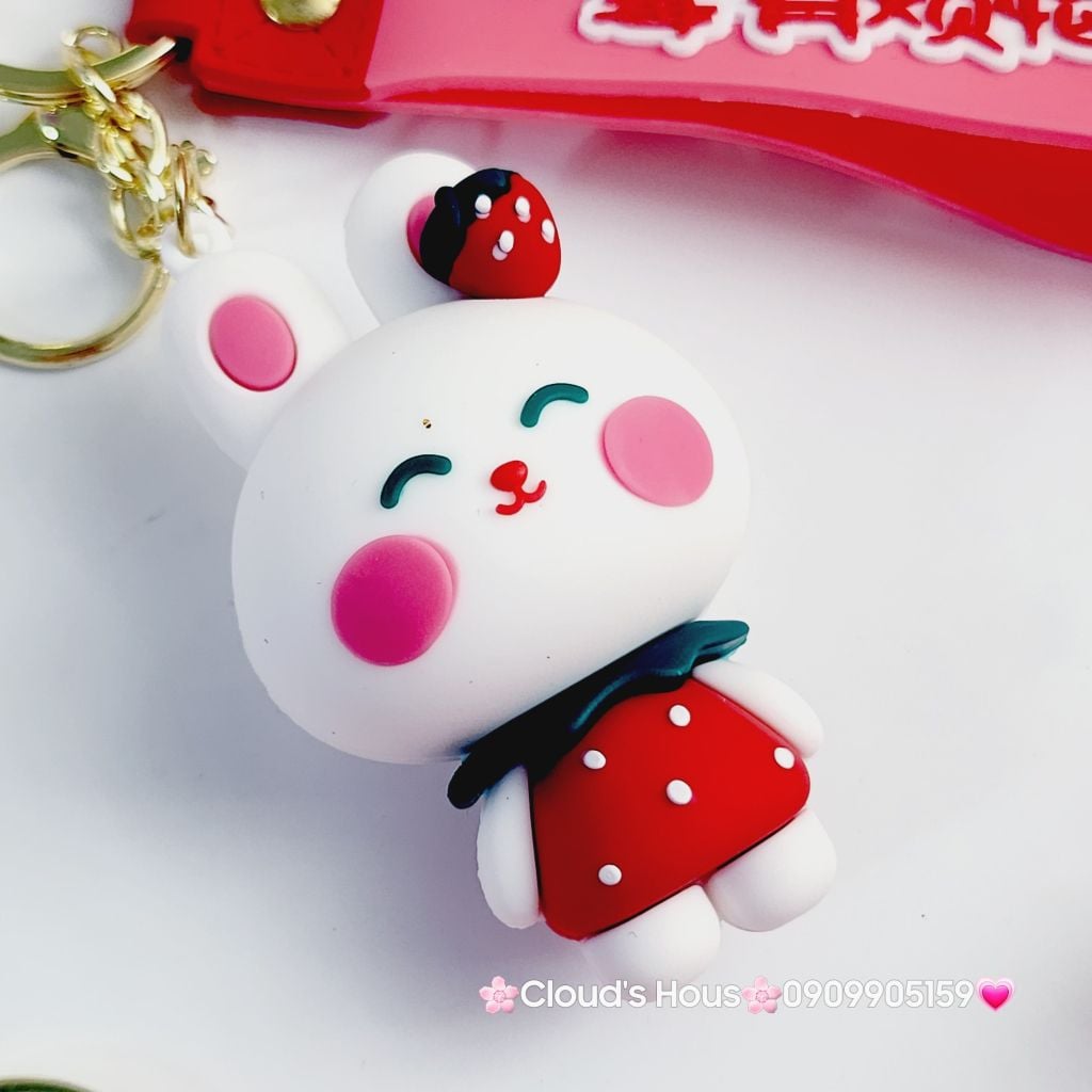 MÓC KHÓA GẤU Dâu LOTSO và Thỏ Dâu